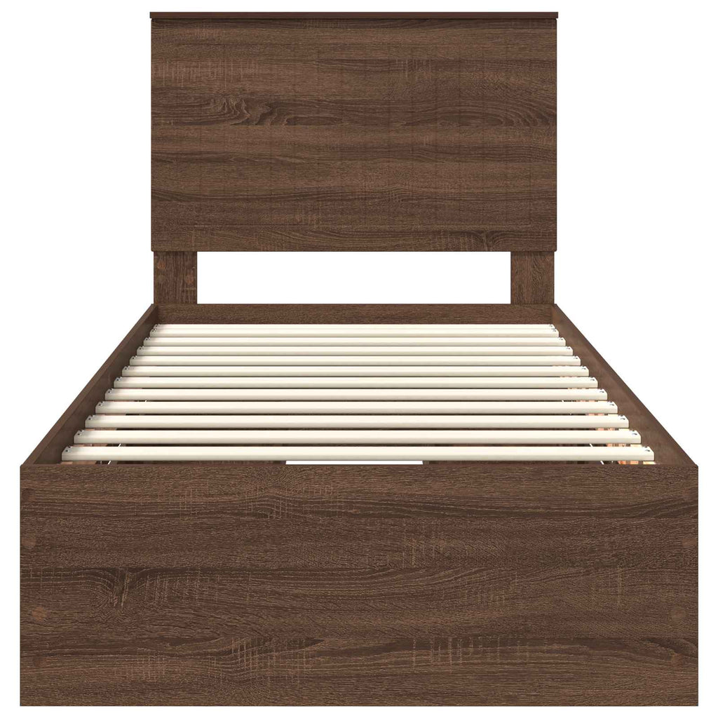vidaXL Ramka łóżka Brązowy dąb 90 x 200 cm Drewno inżynieryjne