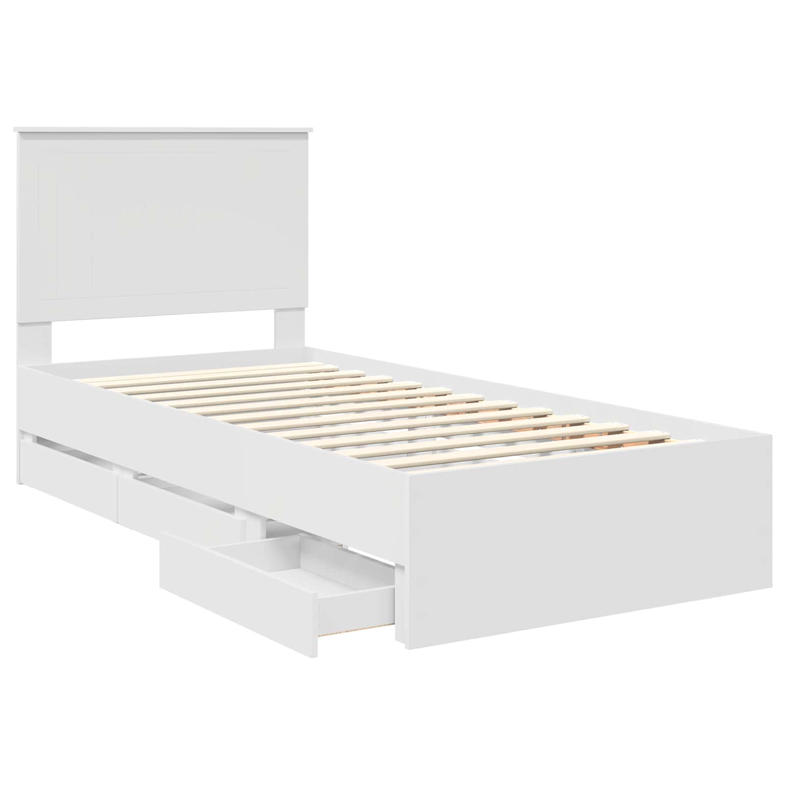 vidaXL Ramka łóżka z szufladą Biały 90 x 190 cm Drewno inżynieryjne