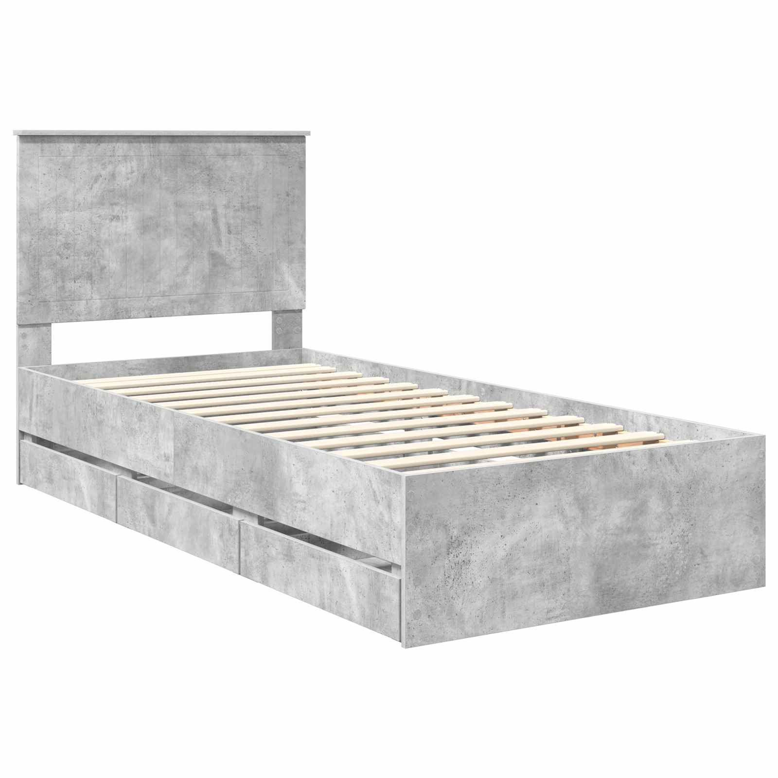 vidaXL Ramka łóżka Betonowy szary 90 x 190 cm Drewno inżynieryjne