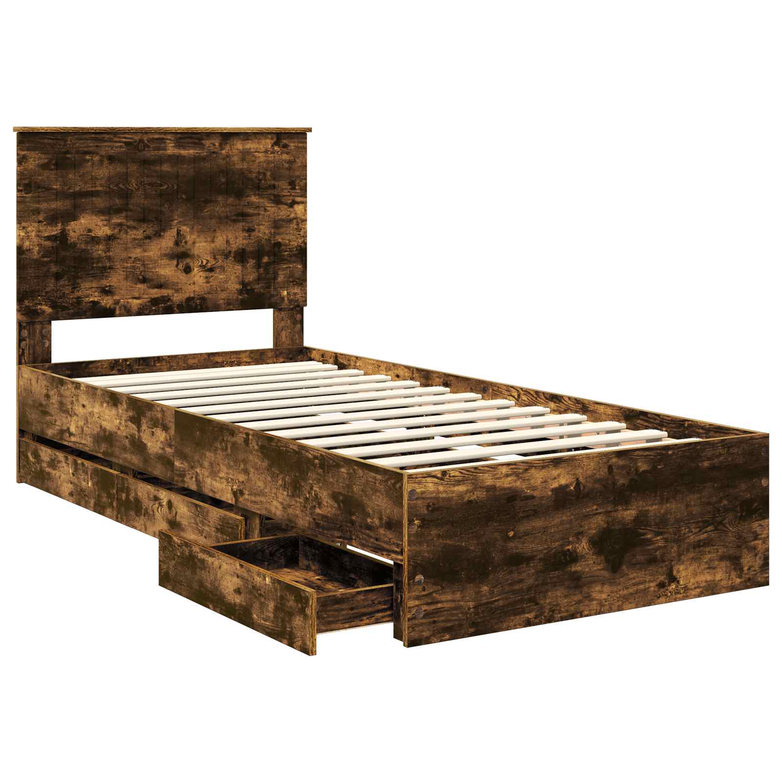 vidaXL Ramka łóżka Dąb wędzony 90 x 190 cm Drewno inżynieryjne
