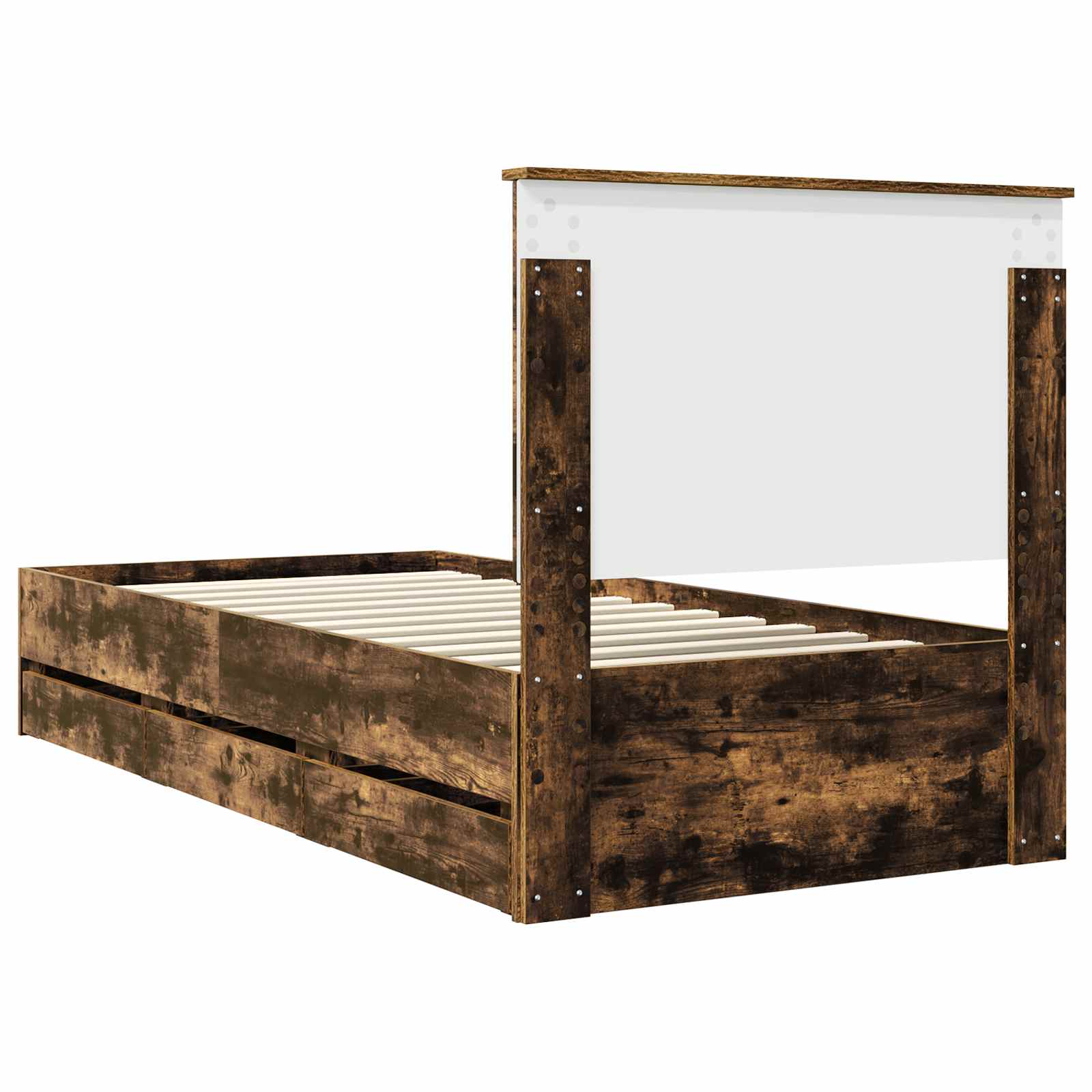 vidaXL Ramka łóżka Dąb wędzony 90 x 190 cm Drewno inżynieryjne