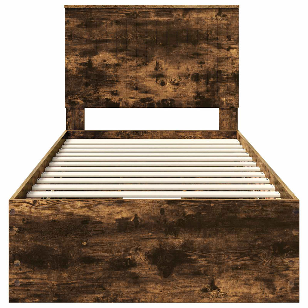 vidaXL Ramka łóżka Dąb wędzony 90 x 190 cm Drewno inżynieryjne