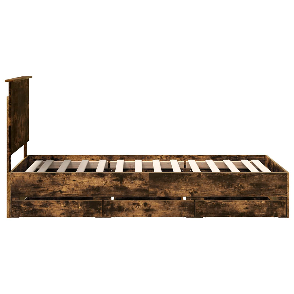 vidaXL Ramka łóżka Dąb wędzony 90 x 190 cm Drewno inżynieryjne