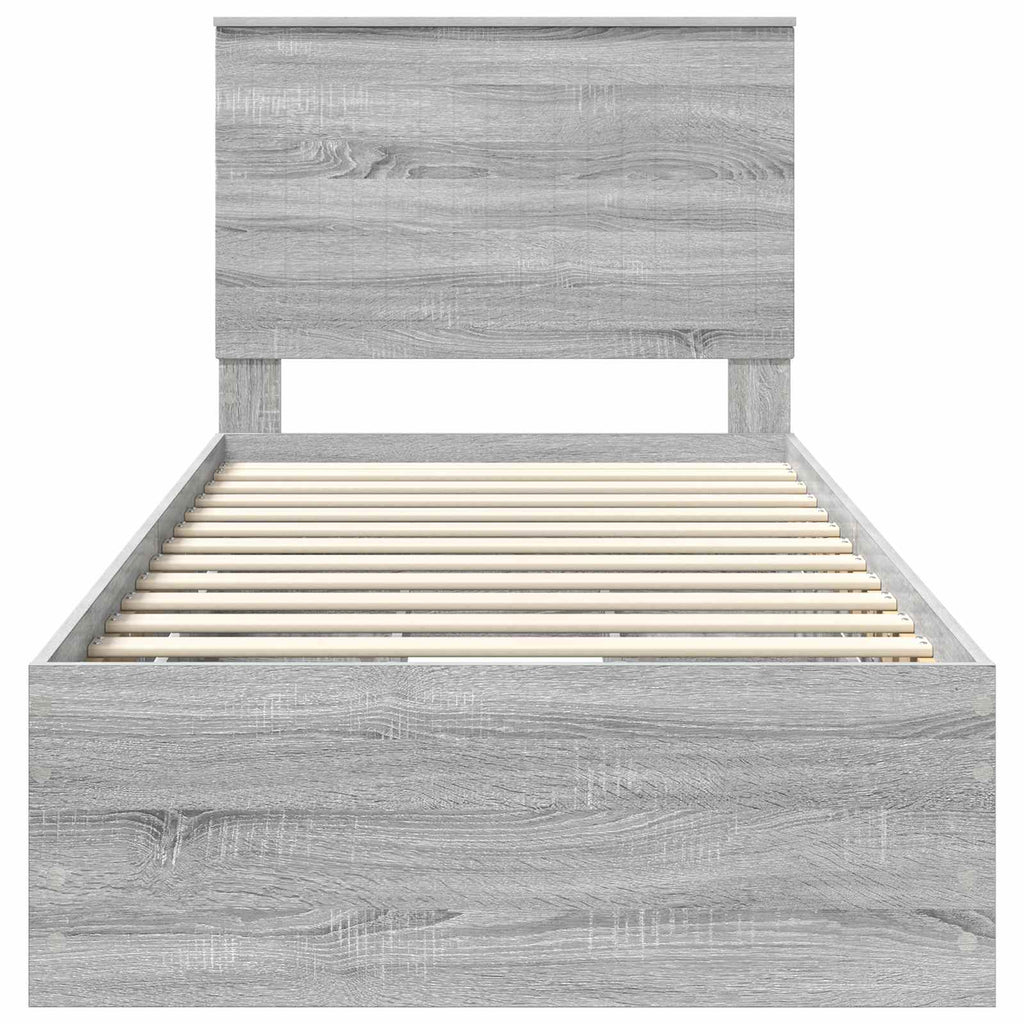 vidaXL Ramka łóżka Szary Sonoma 90 x 190 cm Drewno inżynieryjne
