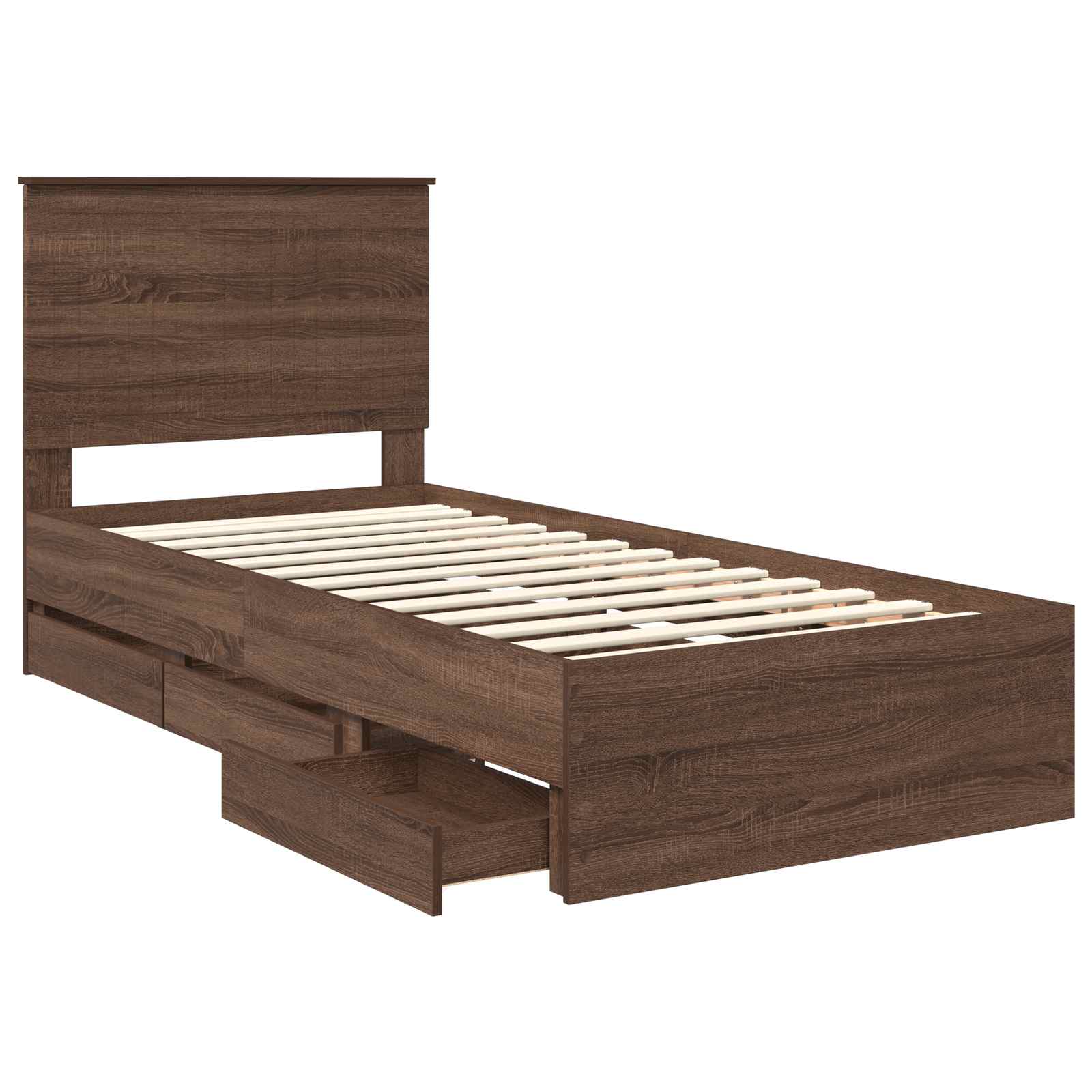 vidaXL Ramka łóżka Brązowy dąb 90 x 190 cm Drewno inżynieryjne