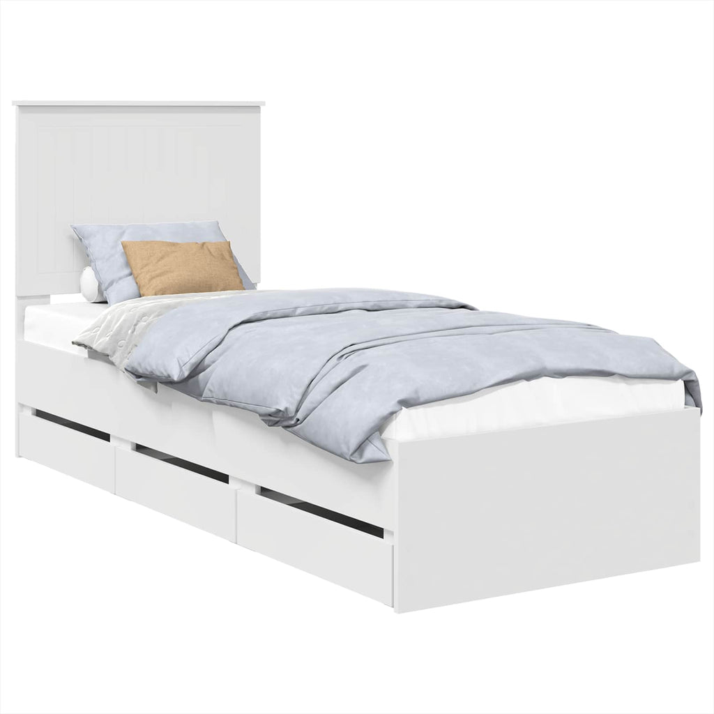 vidaXL Ramka łóżka z szufladą Biały 75 x 190 cm Drewno inżynieryjne