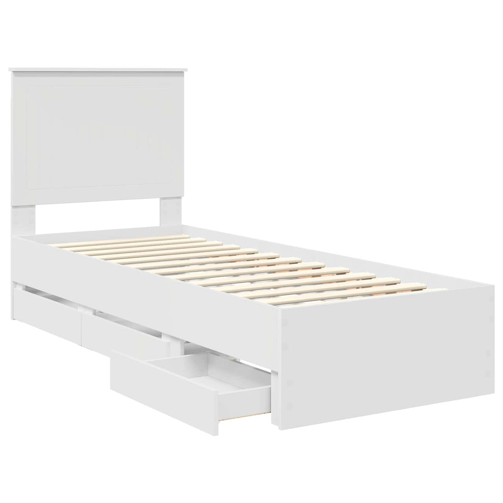 vidaXL Ramka łóżka z szufladą Biały 75 x 190 cm Drewno inżynieryjne