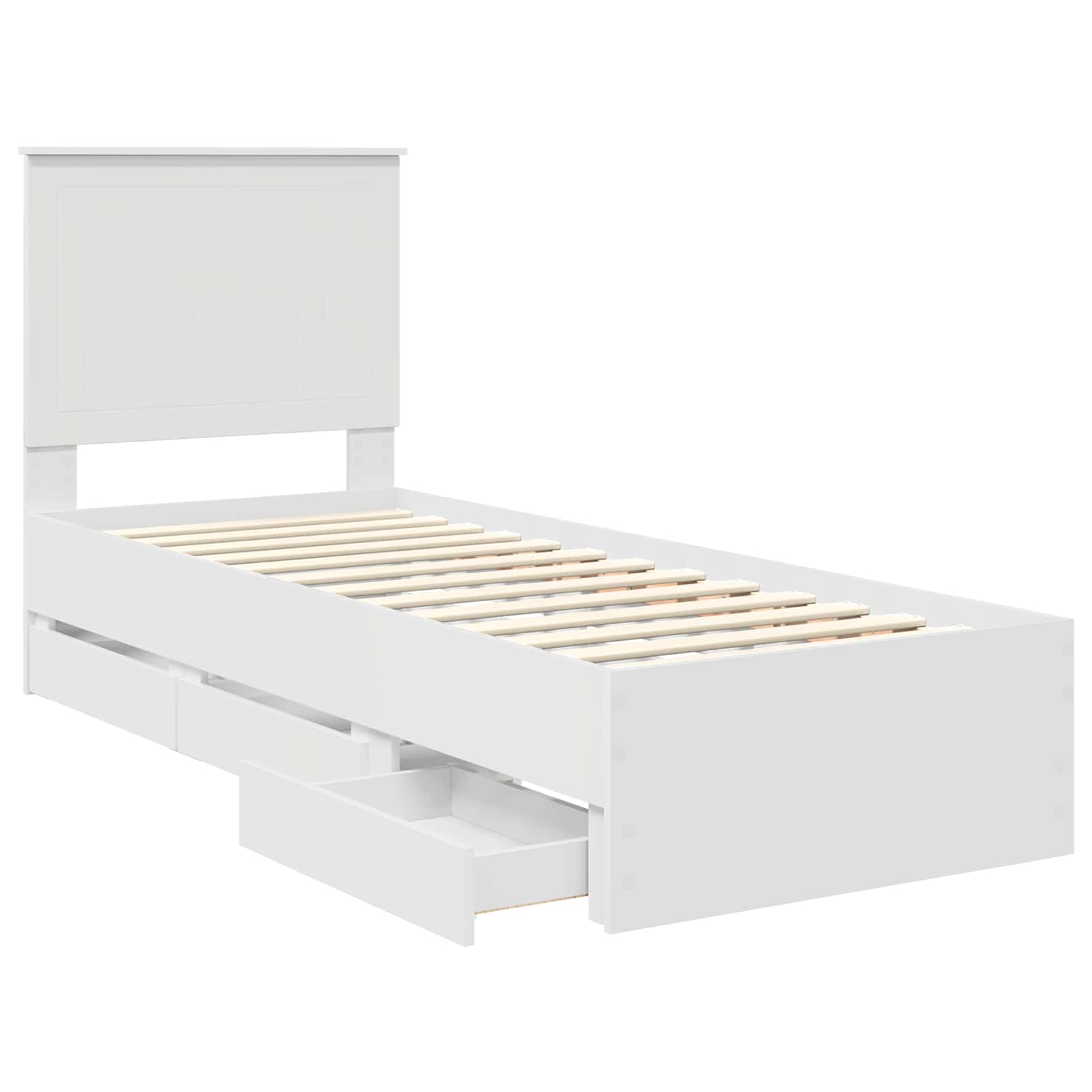 vidaXL Ramka łóżka z szufladą Biały 75 x 190 cm Drewno inżynieryjne