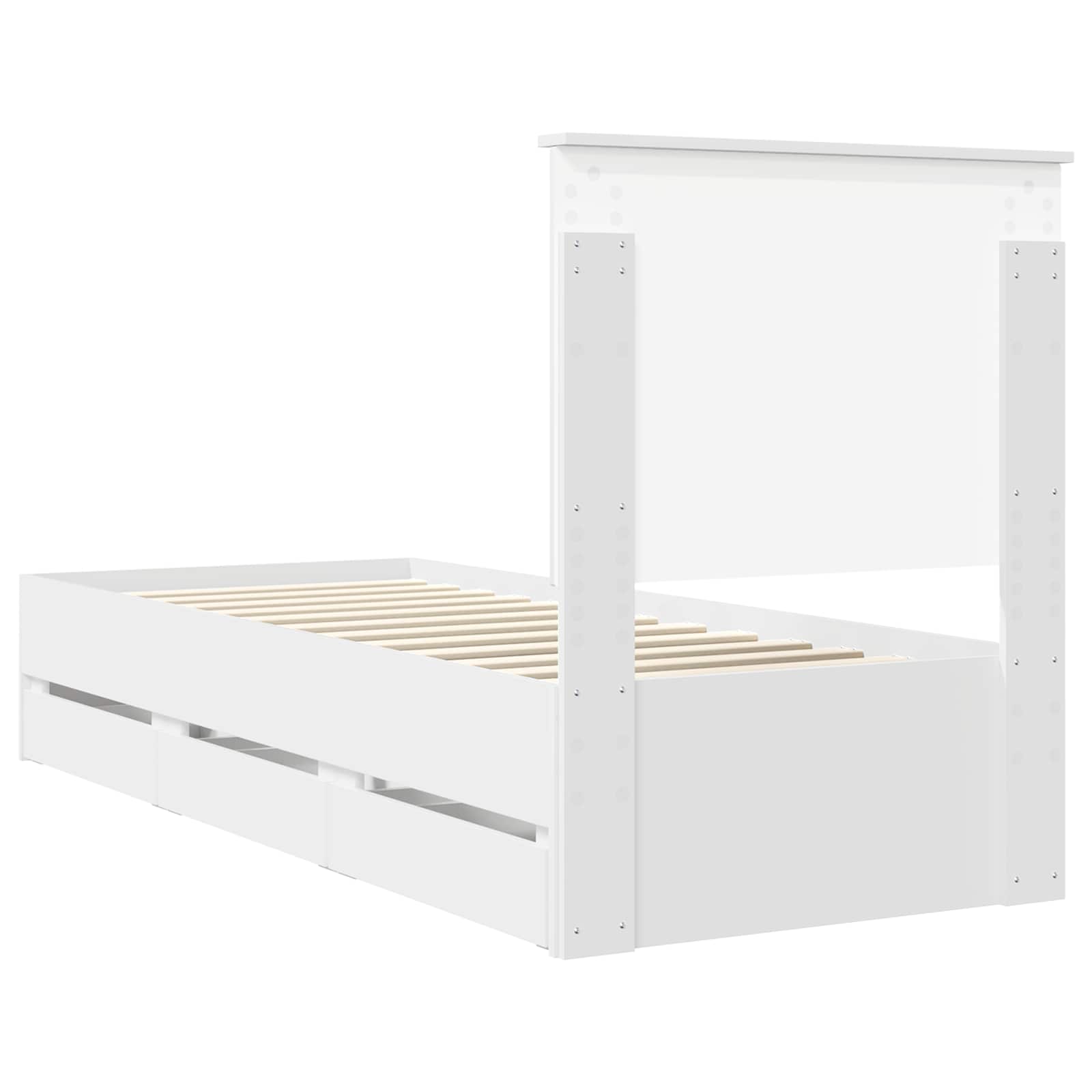 vidaXL Ramka łóżka z szufladą Biały 75 x 190 cm Drewno inżynieryjne