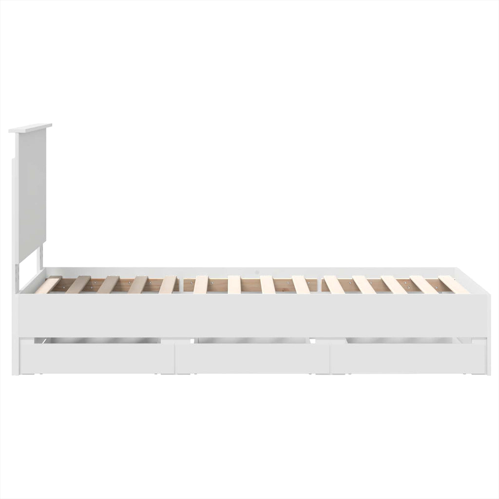 vidaXL Ramka łóżka z szufladą Biały 75 x 190 cm Drewno inżynieryjne