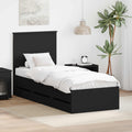 vidaXL Ramka łóżka z szufladą Czarny 75 x 190 cm Drewno inżynieryjne