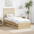 vidaXL Ramka łóżka Dąb Sonoma 75 x 190 cm Drewno inżynieryjne