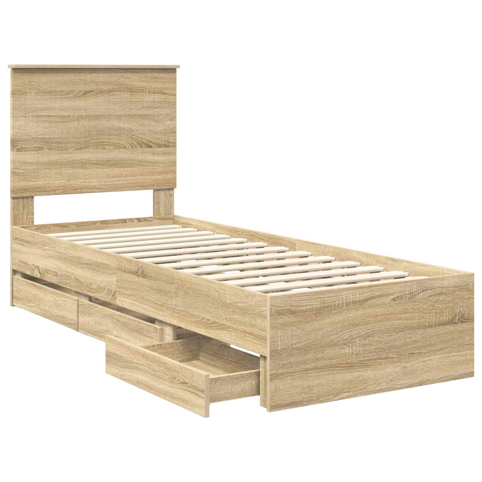 vidaXL Ramka łóżka Dąb Sonoma 75 x 190 cm Drewno inżynieryjne