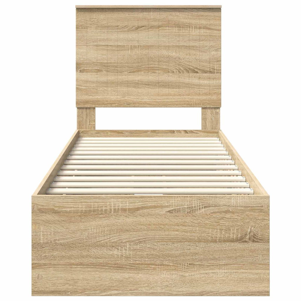 vidaXL Ramka łóżka Dąb Sonoma 75 x 190 cm Drewno inżynieryjne