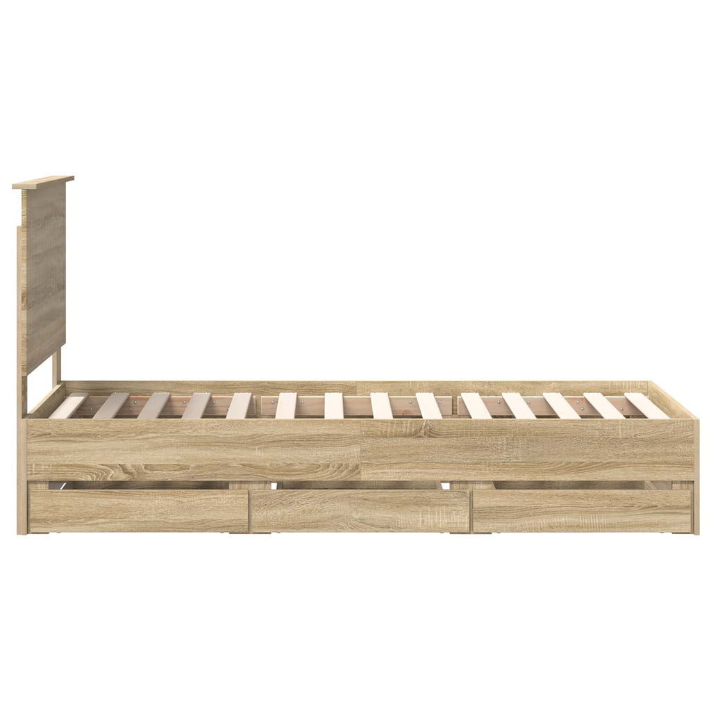 vidaXL Ramka łóżka Dąb Sonoma 75 x 190 cm Drewno inżynieryjne