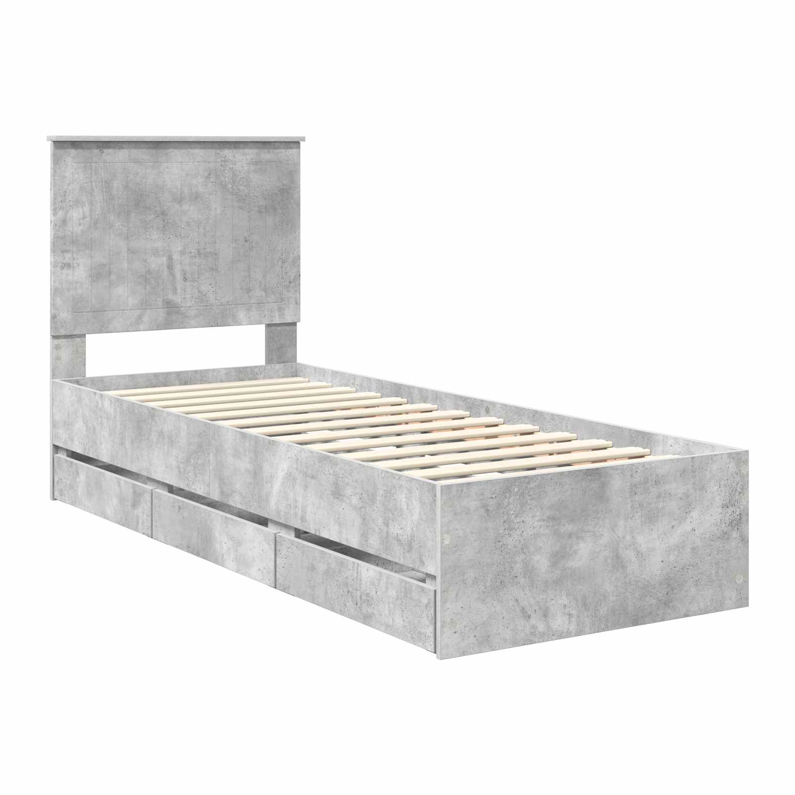 vidaXL Ramka łóżka Betonowy szary 75 x 190 cm Drewno inżynieryjne