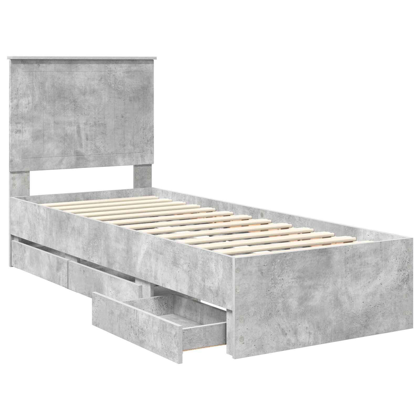 vidaXL Ramka łóżka Betonowy szary 75 x 190 cm Drewno inżynieryjne
