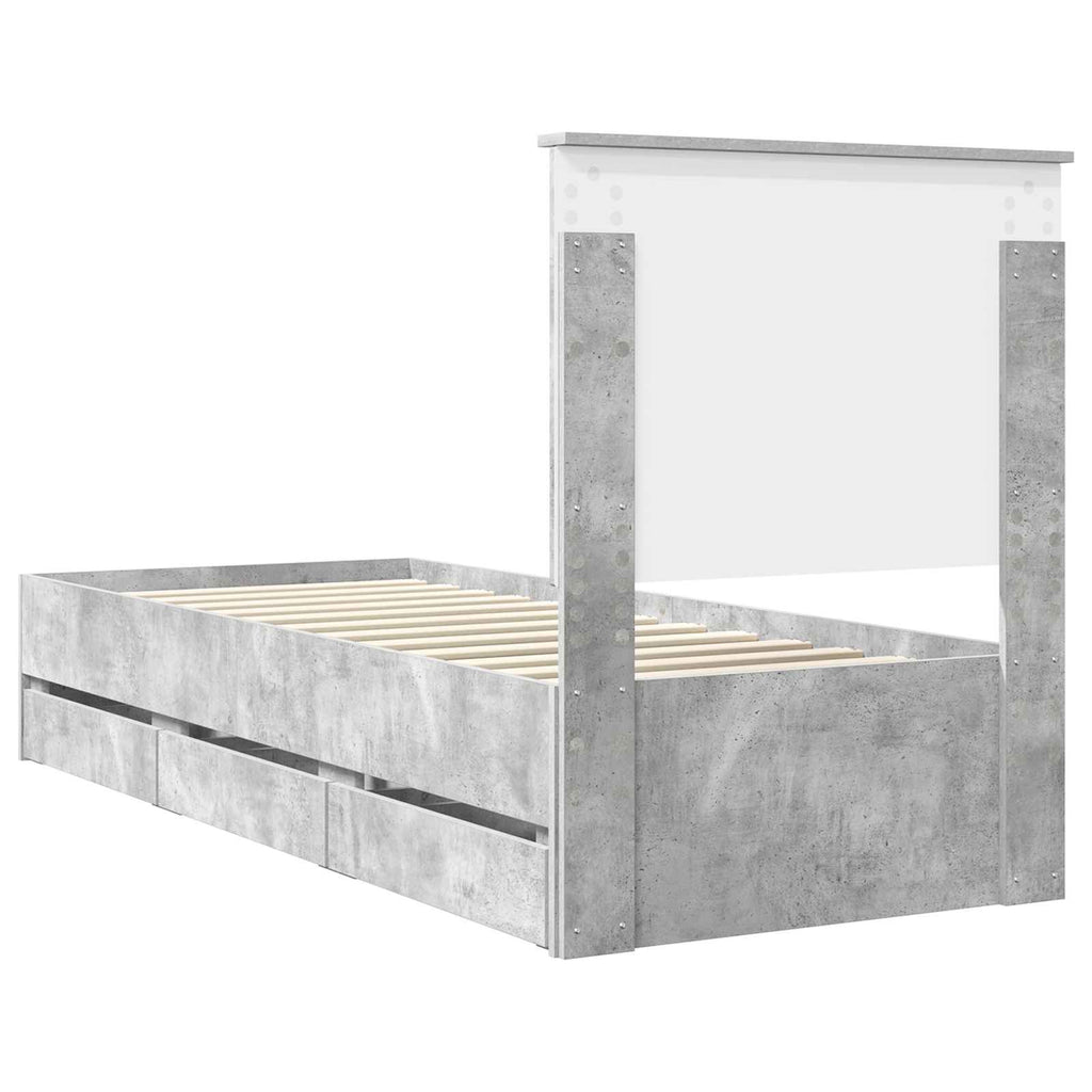 vidaXL Ramka łóżka Betonowy szary 75 x 190 cm Drewno inżynieryjne