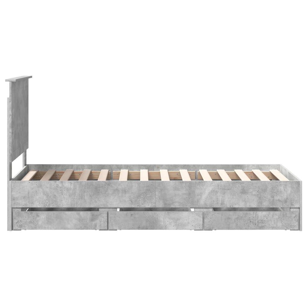 vidaXL Ramka łóżka Betonowy szary 75 x 190 cm Drewno inżynieryjne