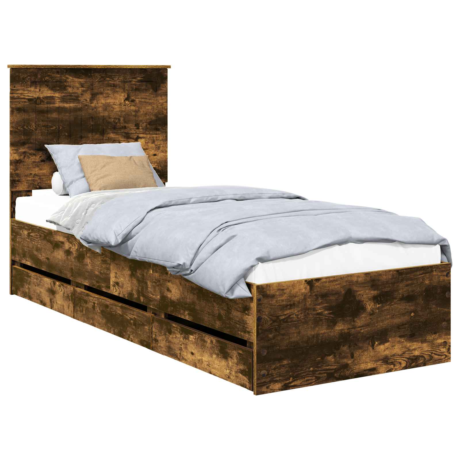 vidaXL Ramka łóżka Dąb wędzony 75 x 190 cm Drewno inżynieryjne