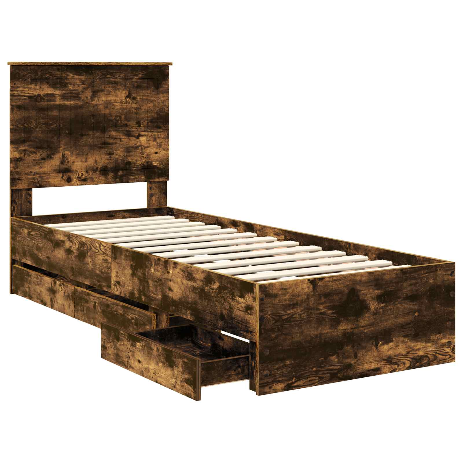 vidaXL Ramka łóżka Dąb wędzony 75 x 190 cm Drewno inżynieryjne