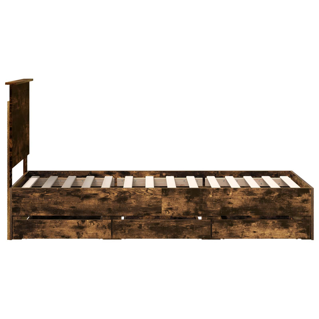 vidaXL Ramka łóżka Dąb wędzony 75 x 190 cm Drewno inżynieryjne