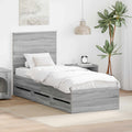vidaXL Ramka łóżka Szary Sonoma 75 x 190 cm Drewno inżynieryjne
