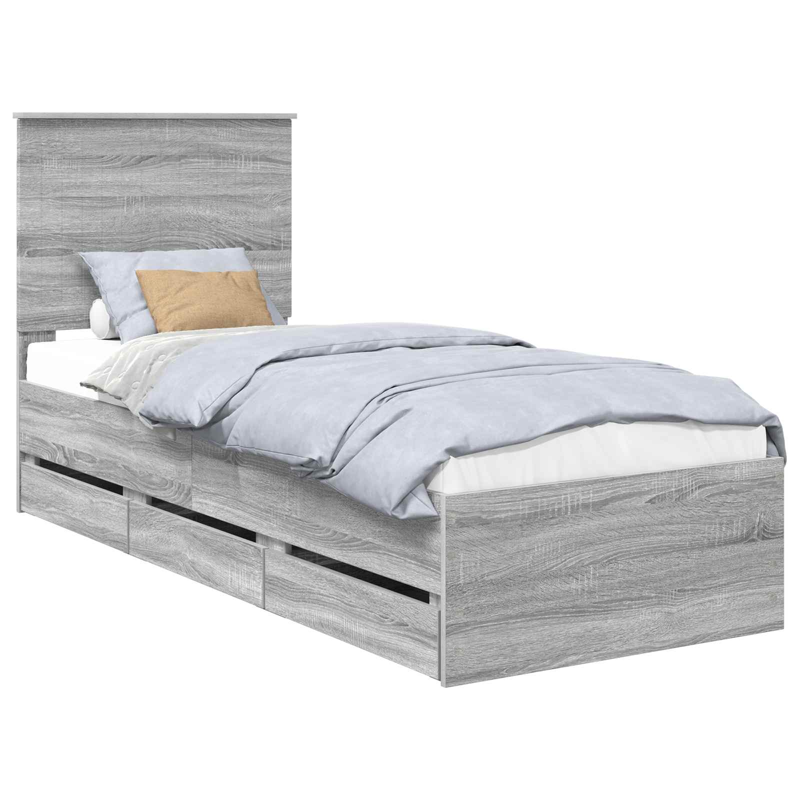 vidaXL Ramka łóżka Szary Sonoma 75 x 190 cm Drewno inżynieryjne