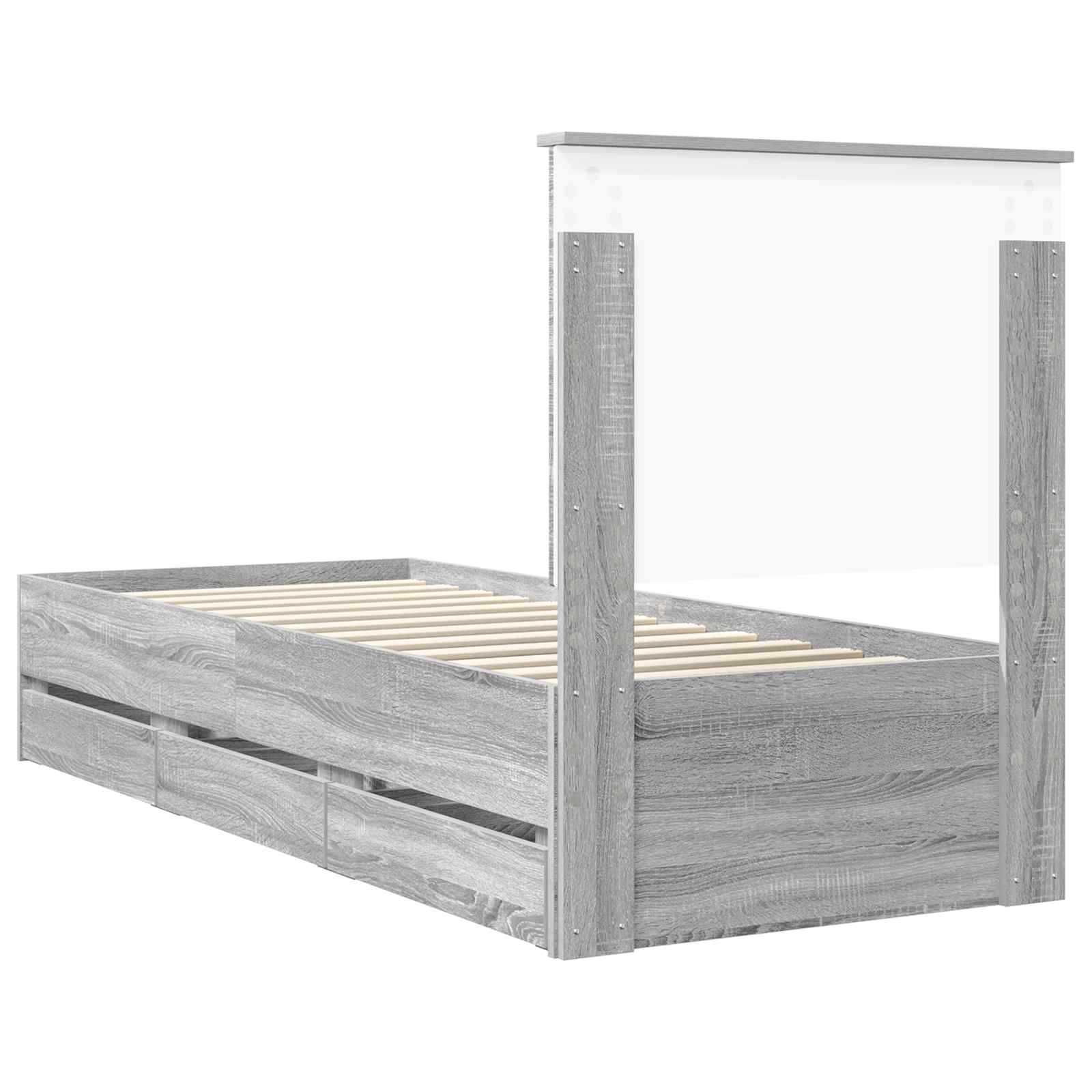 vidaXL Ramka łóżka Szary Sonoma 75 x 190 cm Drewno inżynieryjne