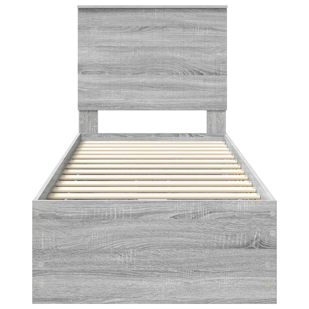 vidaXL Ramka łóżka Szary Sonoma 75 x 190 cm Drewno inżynieryjne