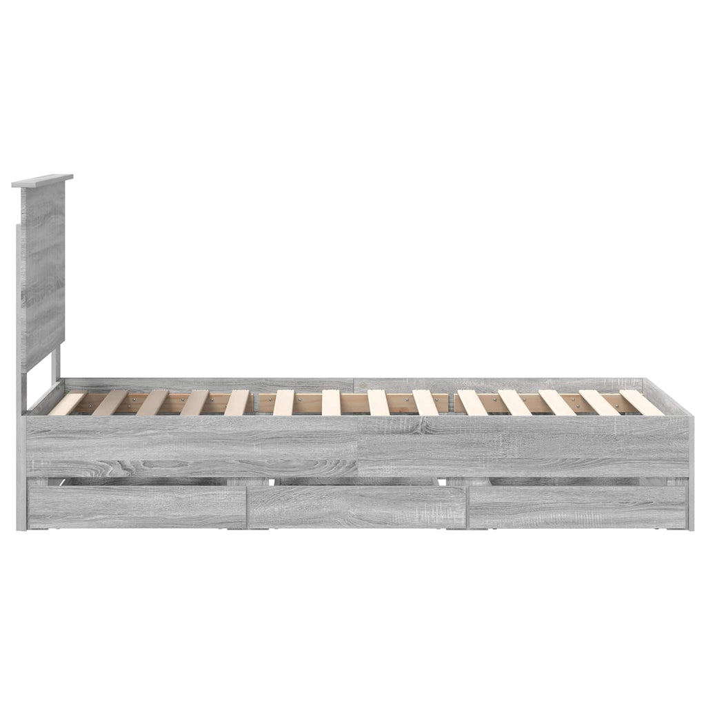 vidaXL Ramka łóżka Szary Sonoma 75 x 190 cm Drewno inżynieryjne