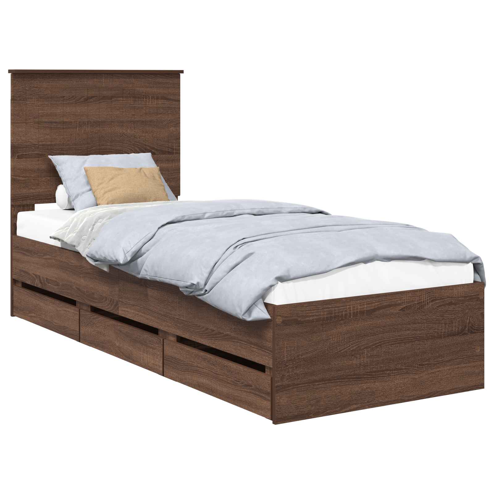 vidaXL Ramka łóżka Brązowy dąb 75 x 190 cm Drewno inżynieryjne
