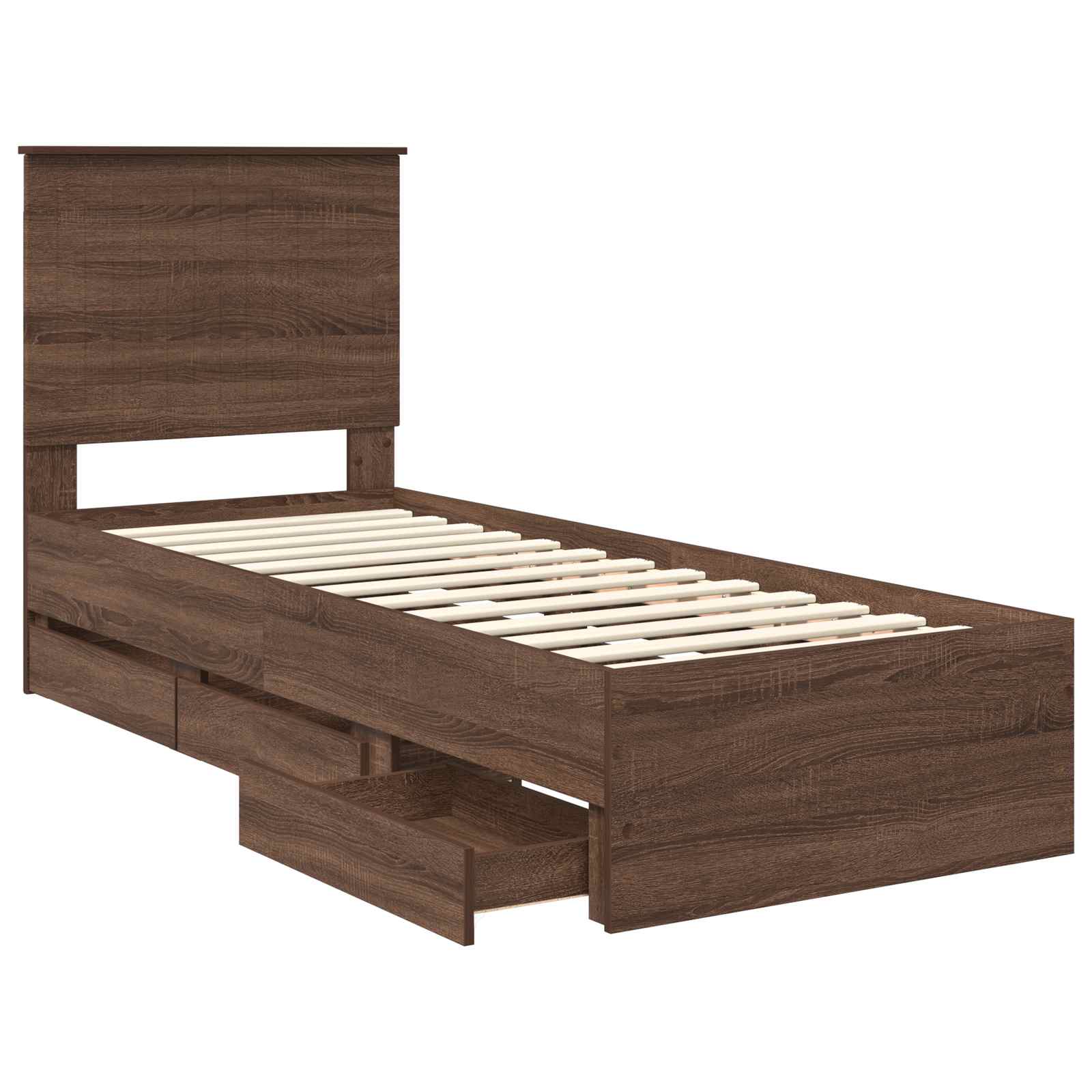 vidaXL Ramka łóżka Brązowy dąb 75 x 190 cm Drewno inżynieryjne