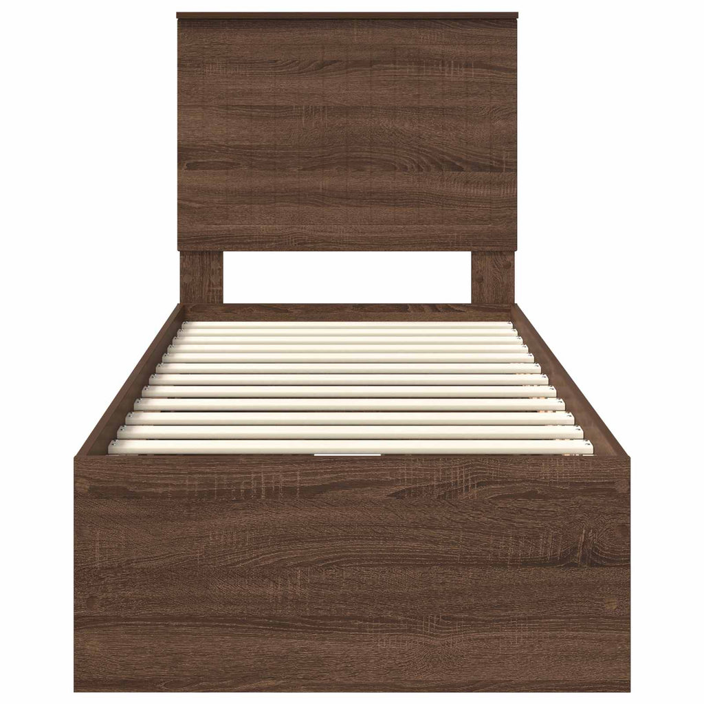 vidaXL Ramka łóżka Brązowy dąb 75 x 190 cm Drewno inżynieryjne