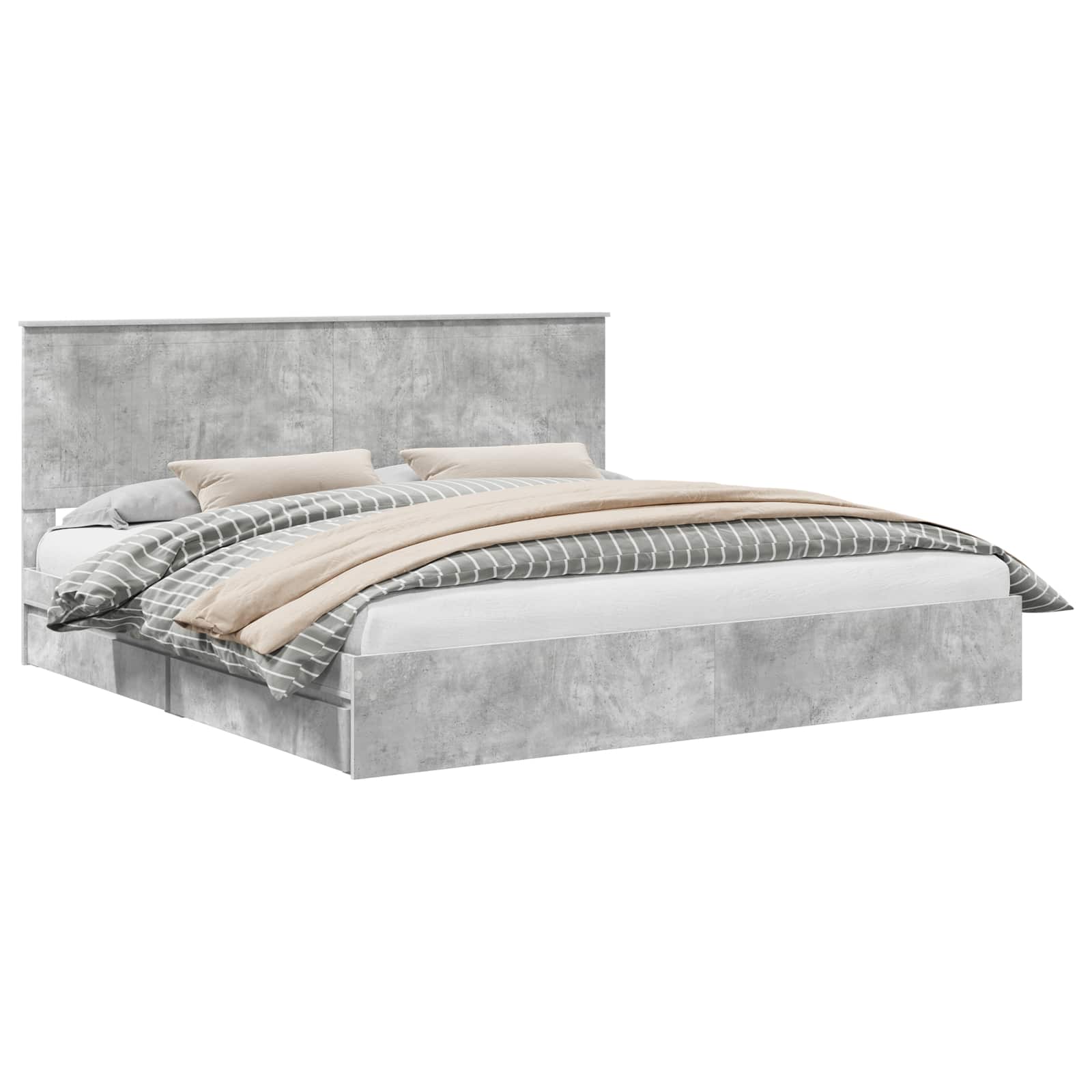 vidaXL Łóżko z miejscem do przechowywania Betonowy szary 200 x 200 cm