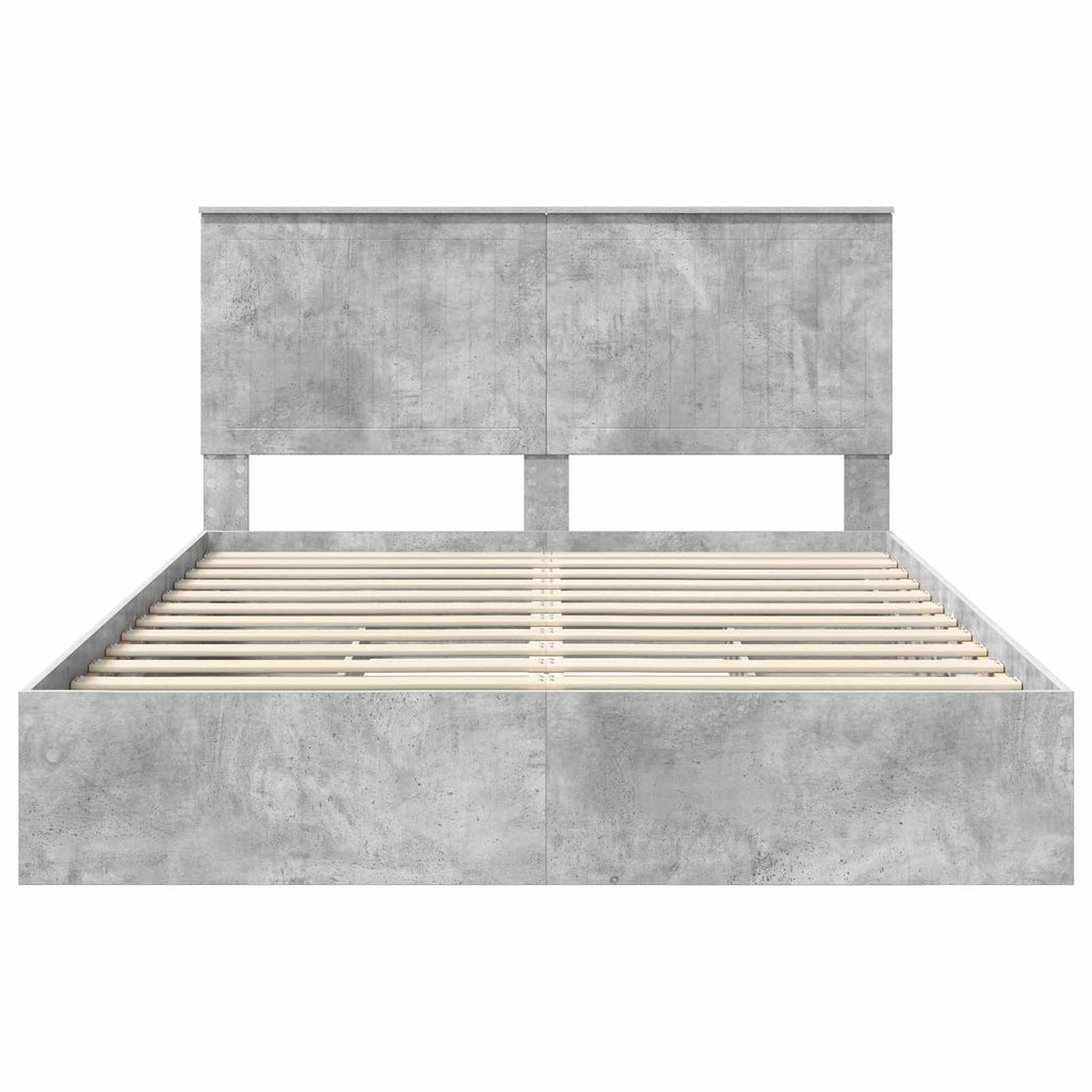 vidaXL Łóżko z miejscem do przechowywania Betonowy szary 150 x 200 cm