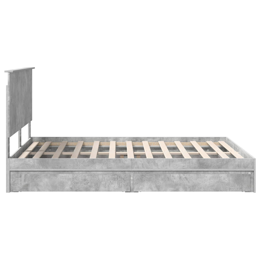 vidaXL Łóżko z miejscem do przechowywania Betonowy szary 150 x 200 cm