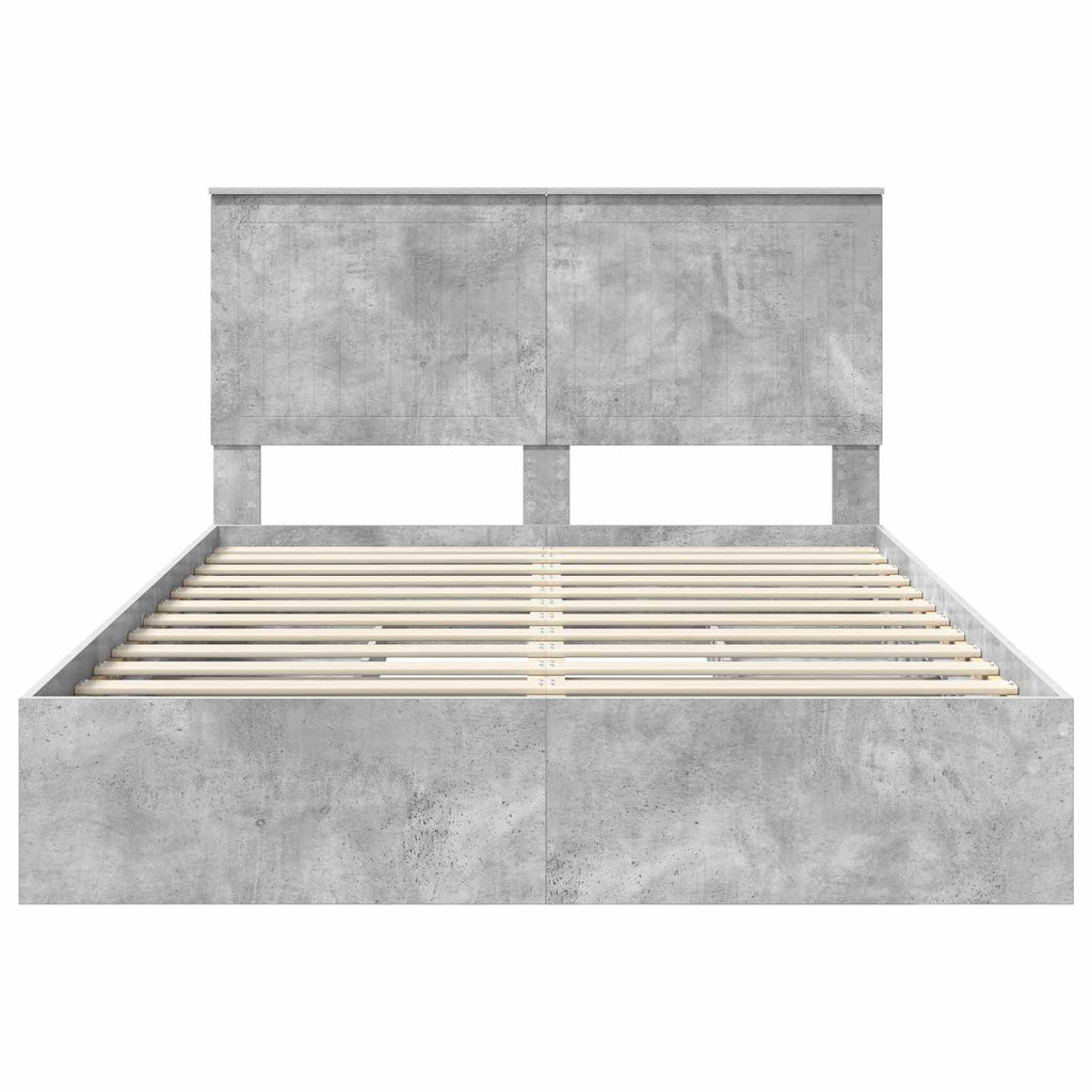vidaXL Łóżko z miejscem do przechowywania Betonowy szary 135 x 190 cm