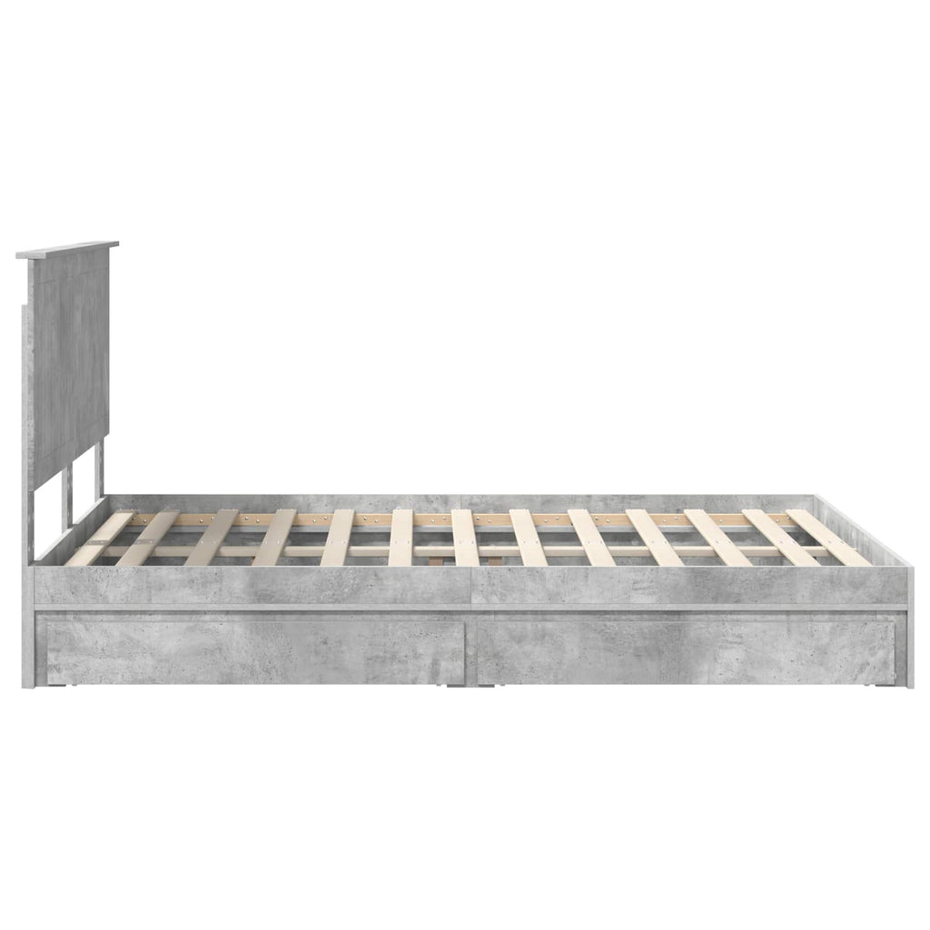 vidaXL Łóżko z miejscem do przechowywania Betonowy szary 135 x 190 cm