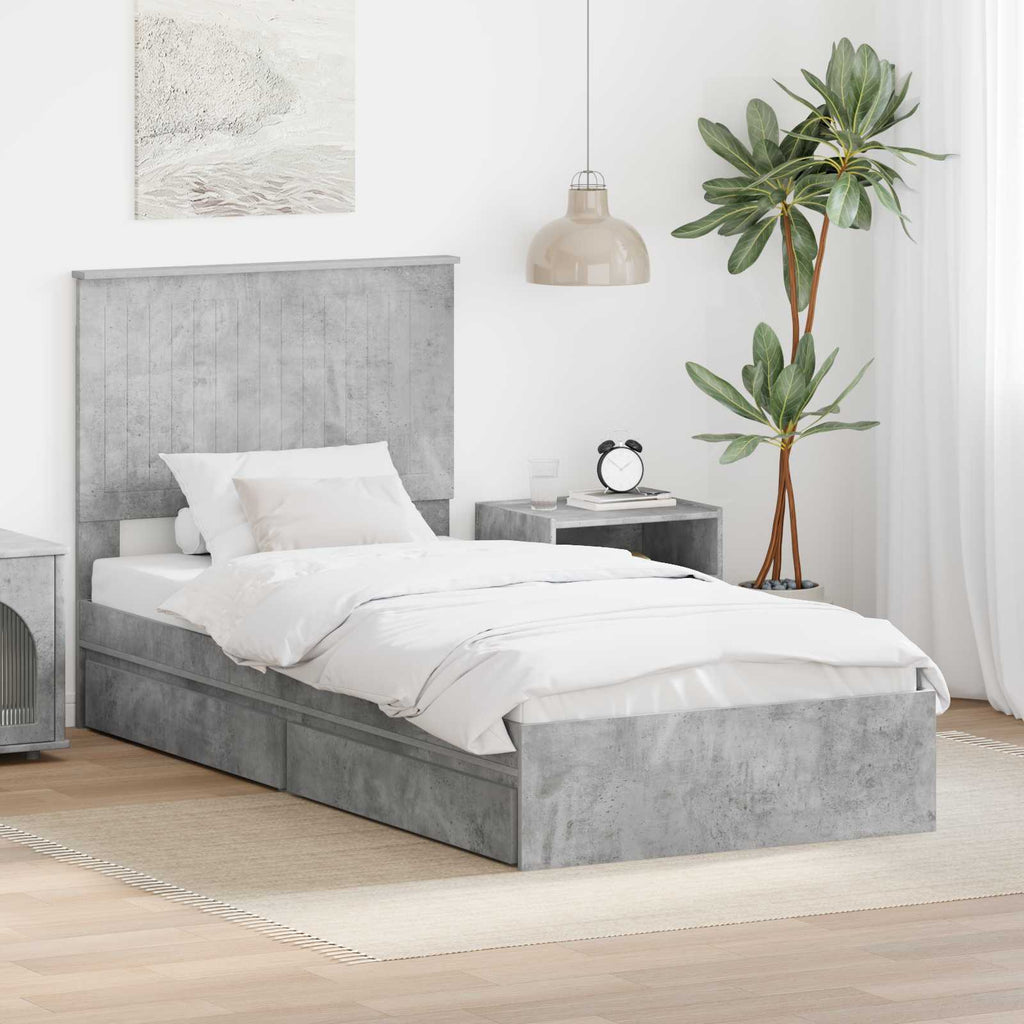 vidaXL Łóżko z miejscem do przechowywania Betonowy szary 90 x 190 cm