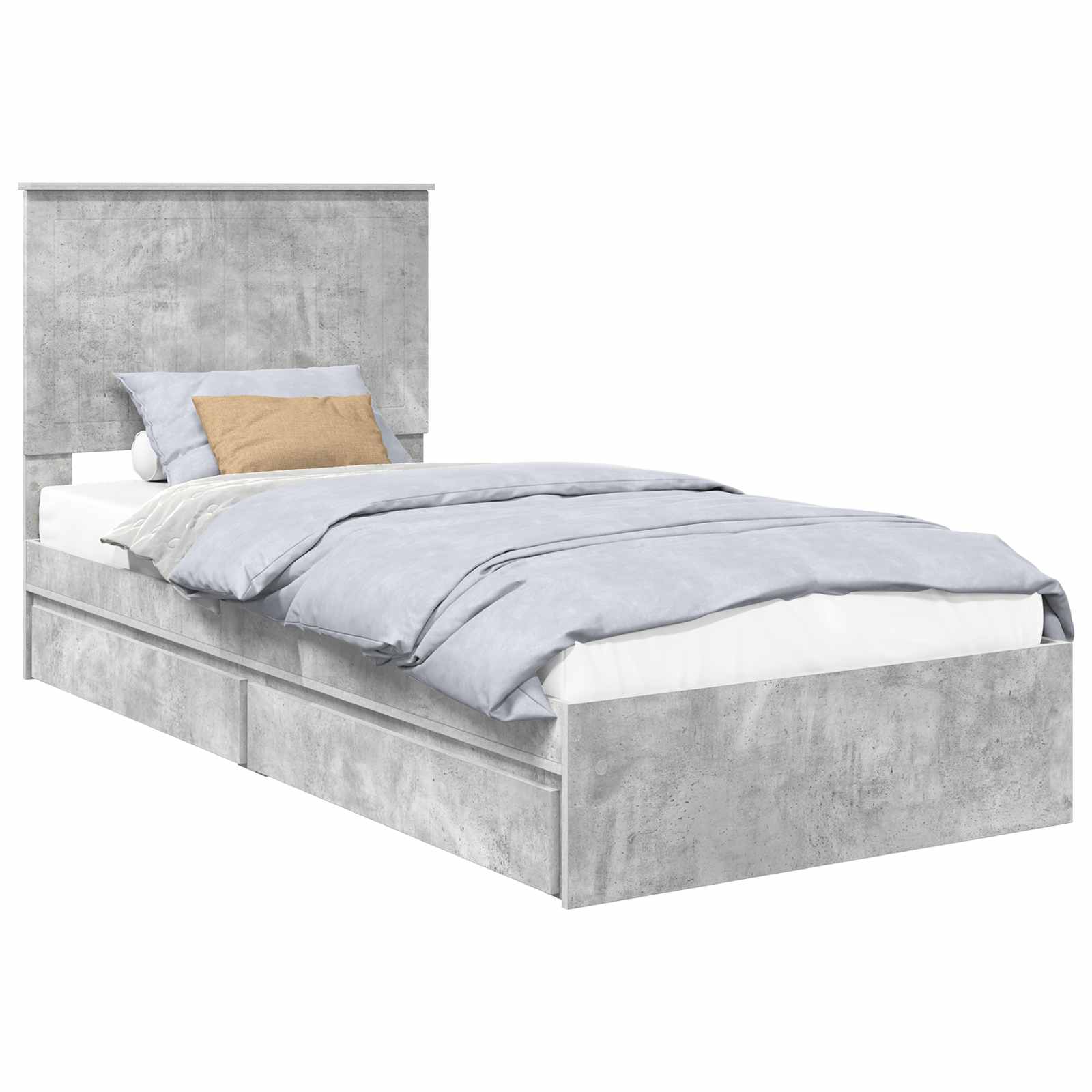 vidaXL Łóżko z miejscem do przechowywania Betonowy szary 90 x 190 cm