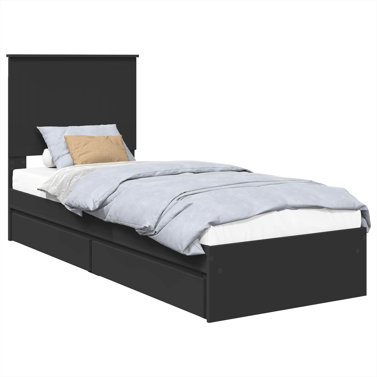 vidaXL Łóżko z miejscem do przechowywania Czarny 75 x 190 cm
