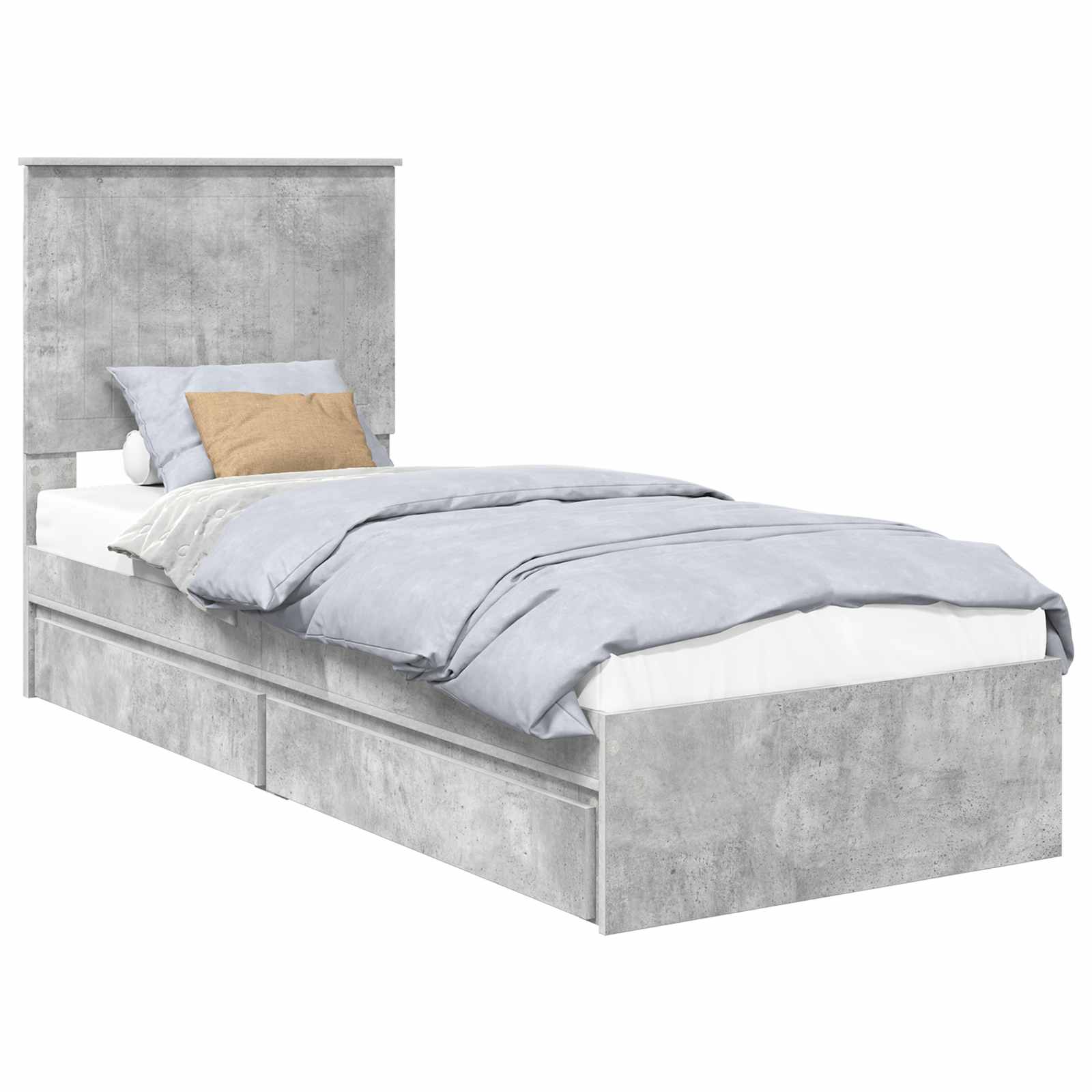 vidaXL Łóżko z miejscem do przechowywania Betonowy szary 75 x 190 cm