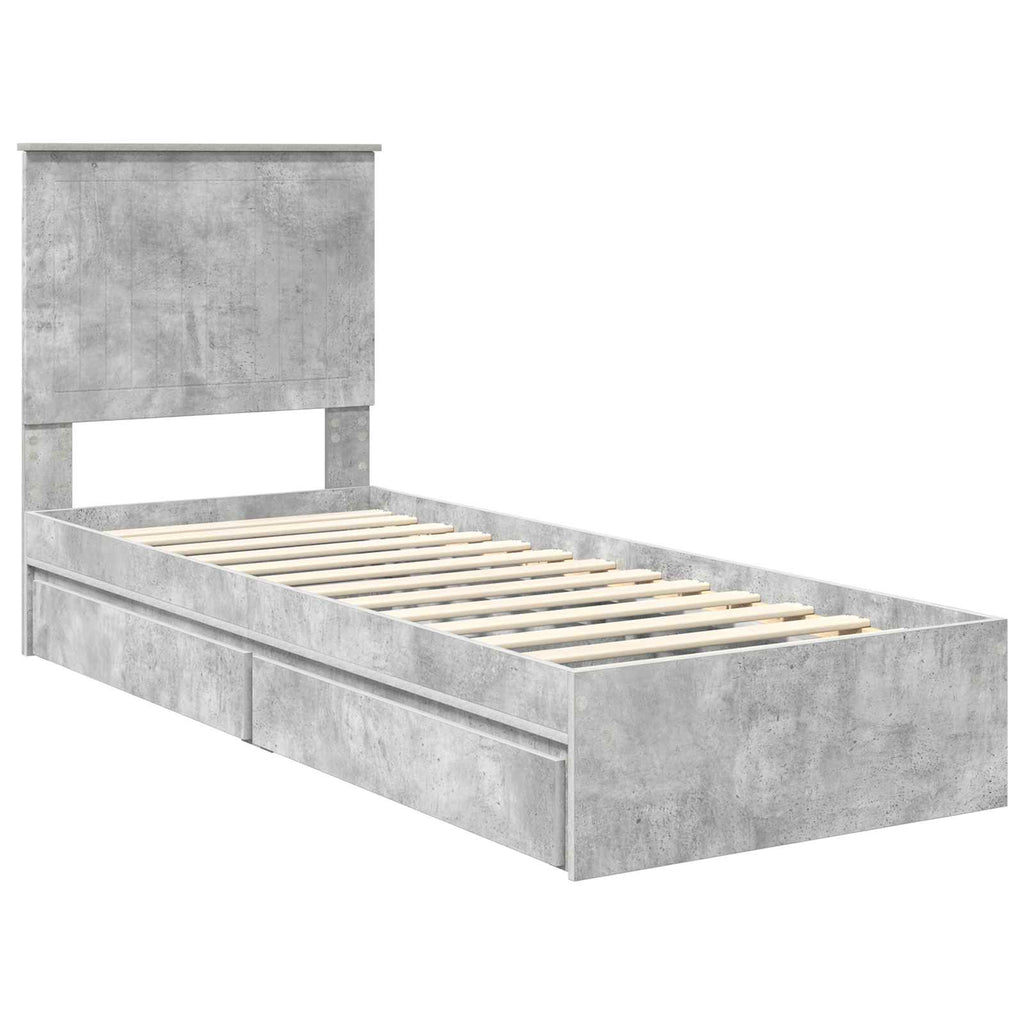 vidaXL Łóżko z miejscem do przechowywania Betonowy szary 75 x 190 cm
