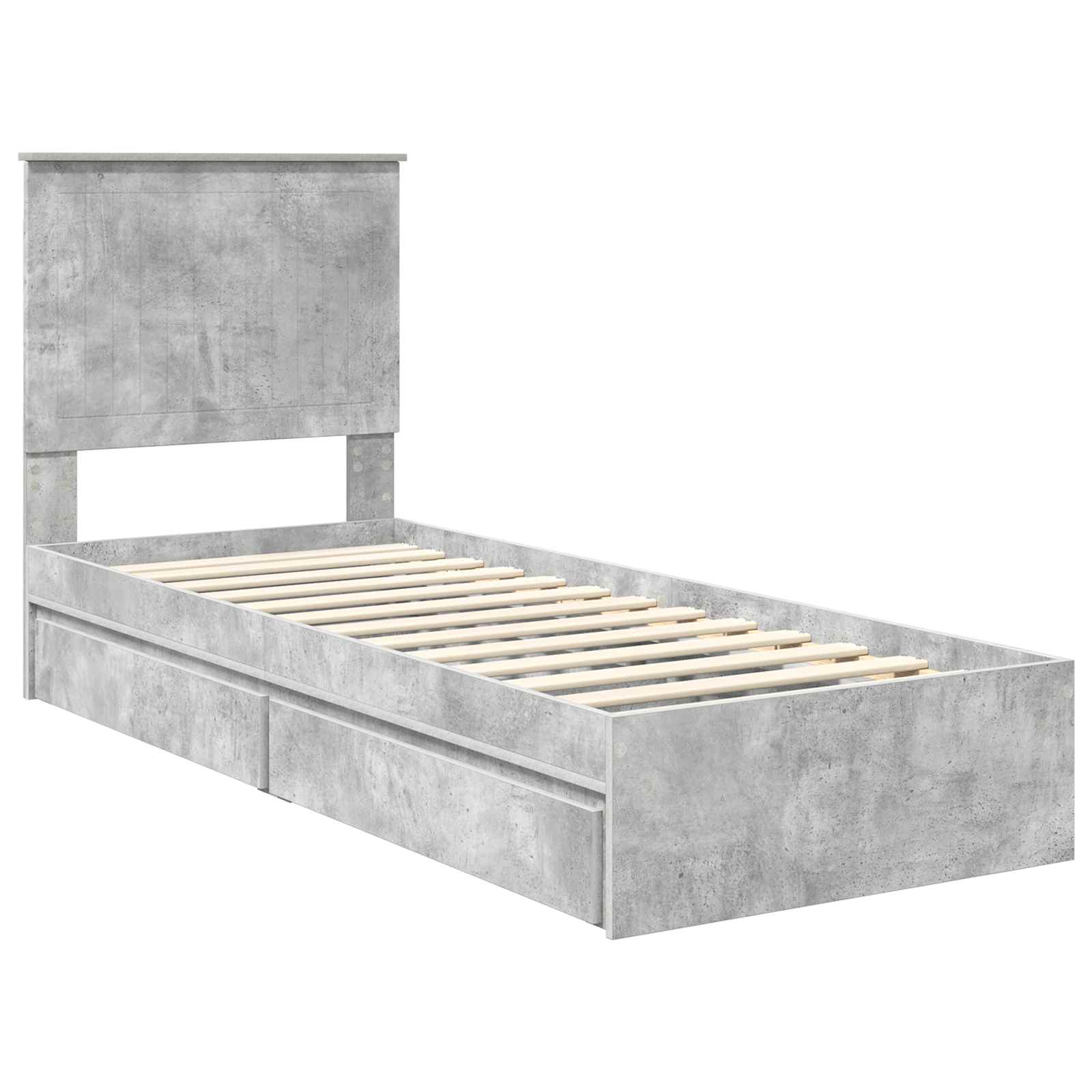 vidaXL Łóżko z miejscem do przechowywania Betonowy szary 75 x 190 cm