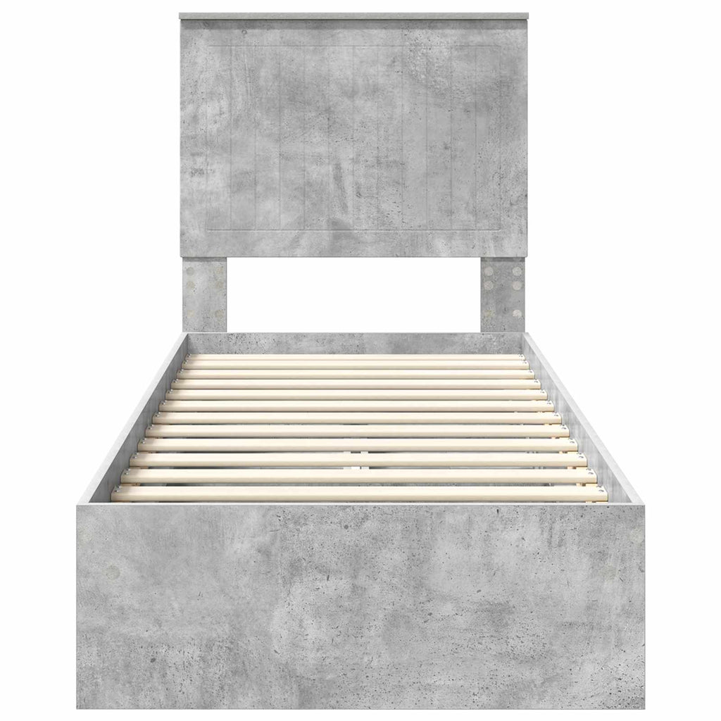 vidaXL Łóżko z miejscem do przechowywania Betonowy szary 75 x 190 cm