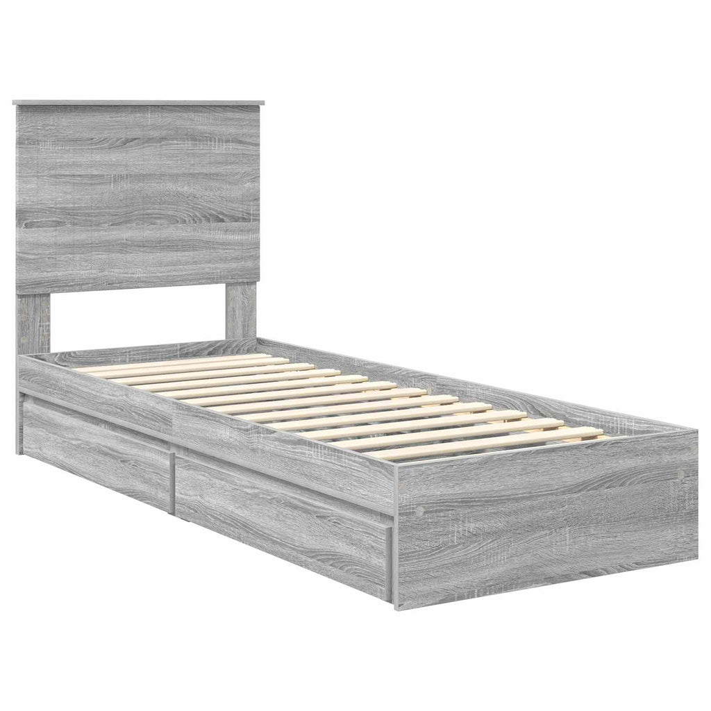 vidaXL Łóżko z miejscem do przechowywania Szary Sonoma 75 x 190 cm