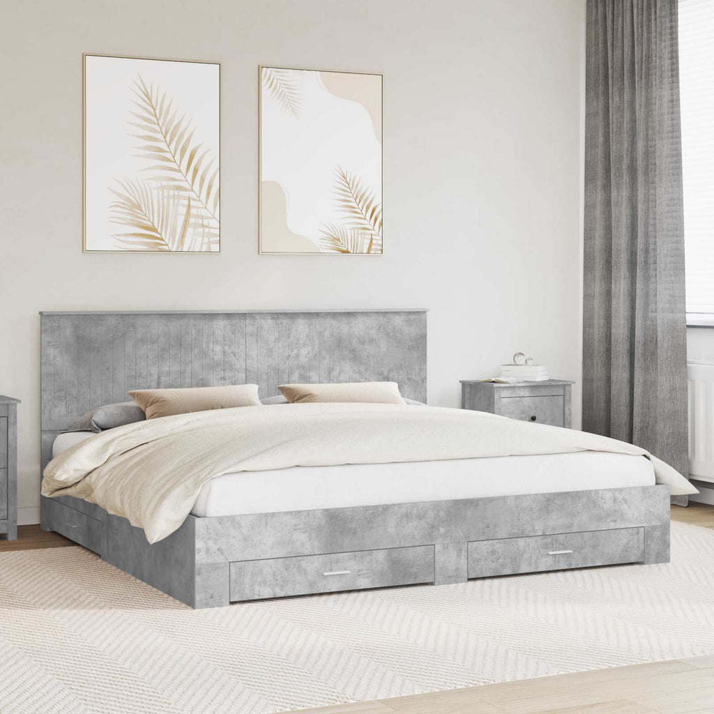 vidaXL Ramka łóżka Betonowy szary 200 x 200 cm Materiał drewnopochodny