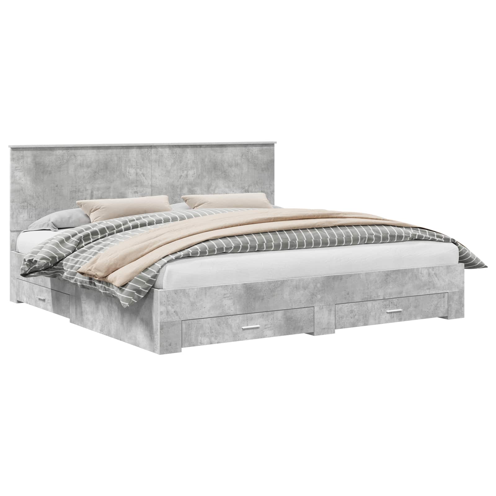 vidaXL Ramka łóżka Betonowy szary 200 x 200 cm Materiał drewnopochodny