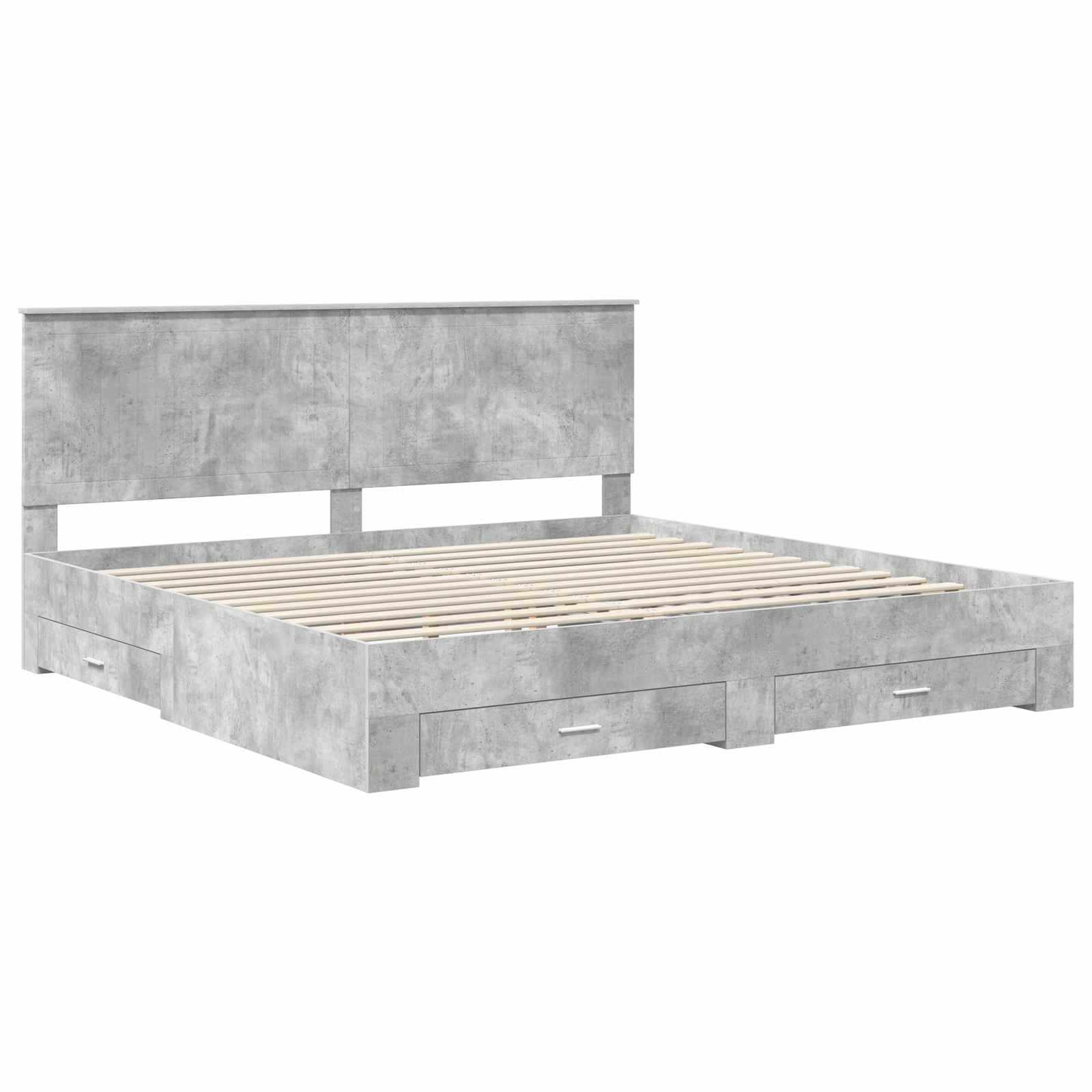 vidaXL Ramka łóżka Betonowy szary 200 x 200 cm Materiał drewnopochodny